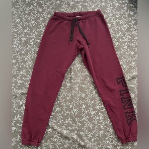 PINK everyday lounge relaxed jogger burgundy maroon with black lettering